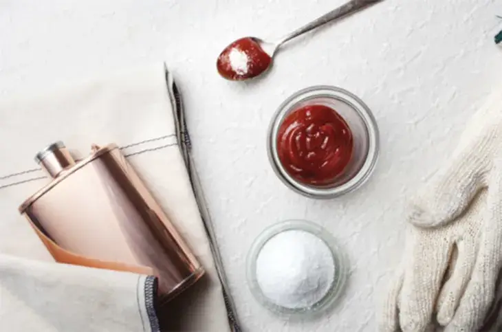 Clean Copper Utensils using Ketchup and Salt