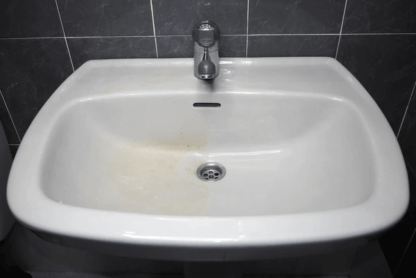 Clean your sinks when you notice the hard water stains