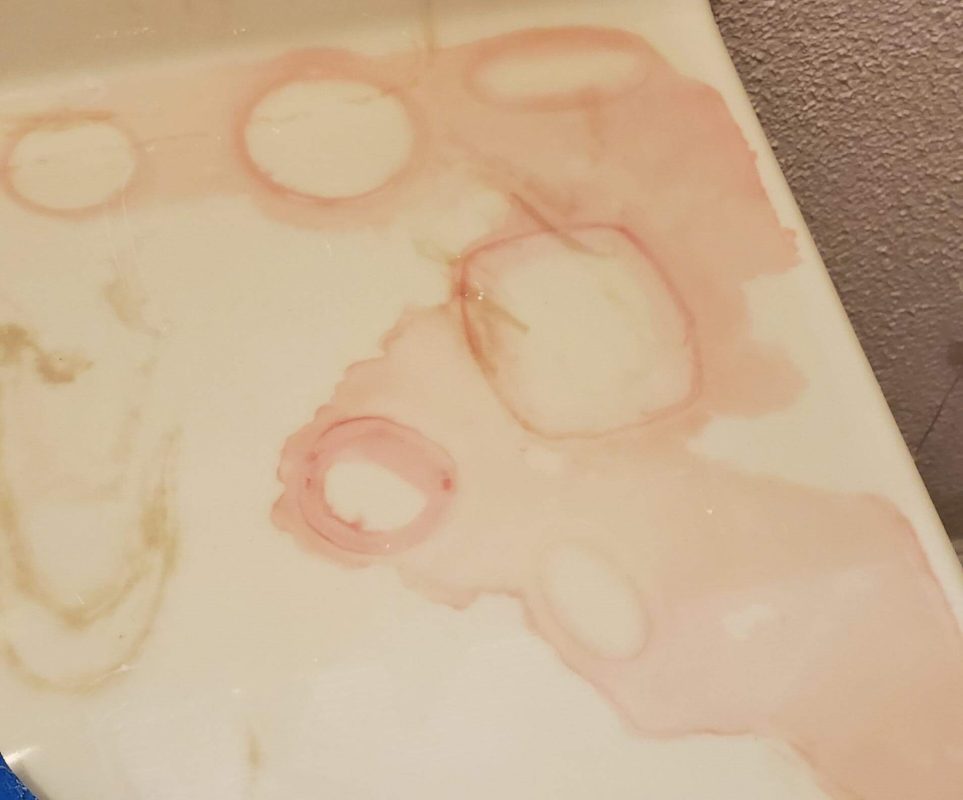 Soap residue on bathroom sink